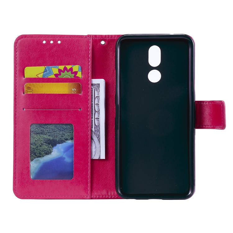 Imprinted Flower Owl Leather Phone Case for LG K40 / K12 Plus - Rose-4