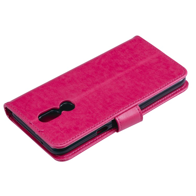 Imprinted Flower Owl Leather Phone Case for LG K40 / K12 Plus - Rose-8
