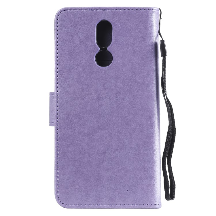 Imprinted Flower Owl Leather Phone Case for LG K40 / K12 Plus - Purple-3