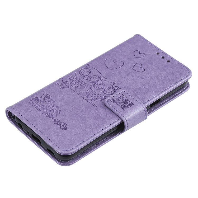 Imprinted Flower Owl Leather Phone Case for LG K40 / K12 Plus - Purple-7