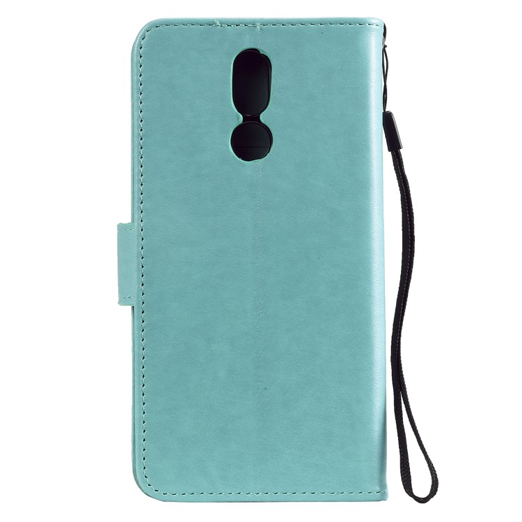Imprinted Flower Owl Leather Phone Case for LG K40 / K12 Plus - Green-3