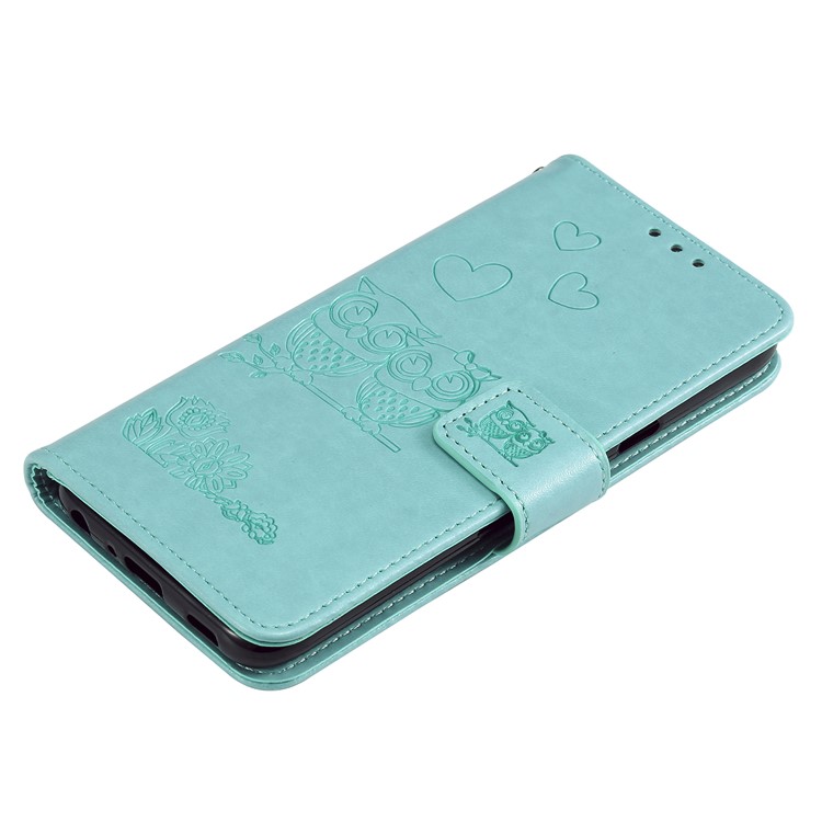 Imprinted Flower Owl Leather Phone Case for LG K40 / K12 Plus - Green-7
