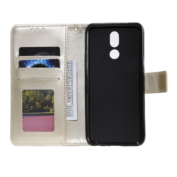 Imprinted Flower Owl Leather Phone Case for LG K40 / K12 Plus - Beige-4