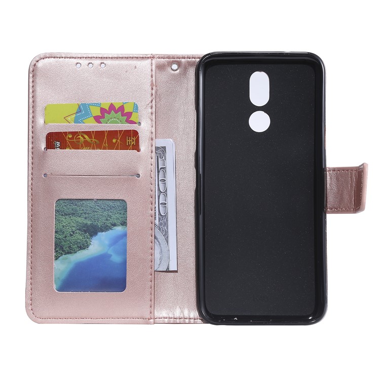 Imprinted Flower Owl Leather Phone Case for LG K40 / K12 Plus - Rose Gold-4
