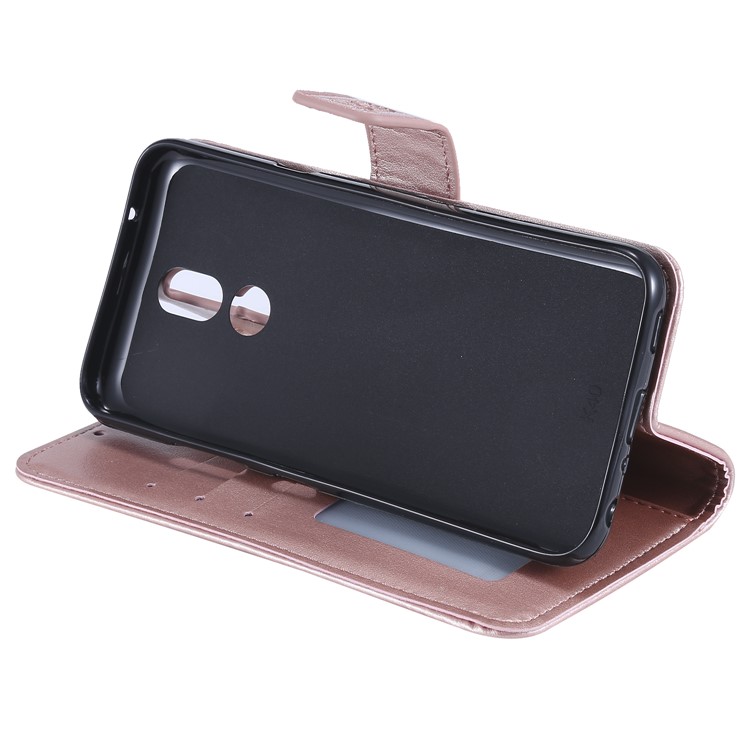 Imprinted Flower Owl Leather Phone Case for LG K40 / K12 Plus - Rose Gold-8