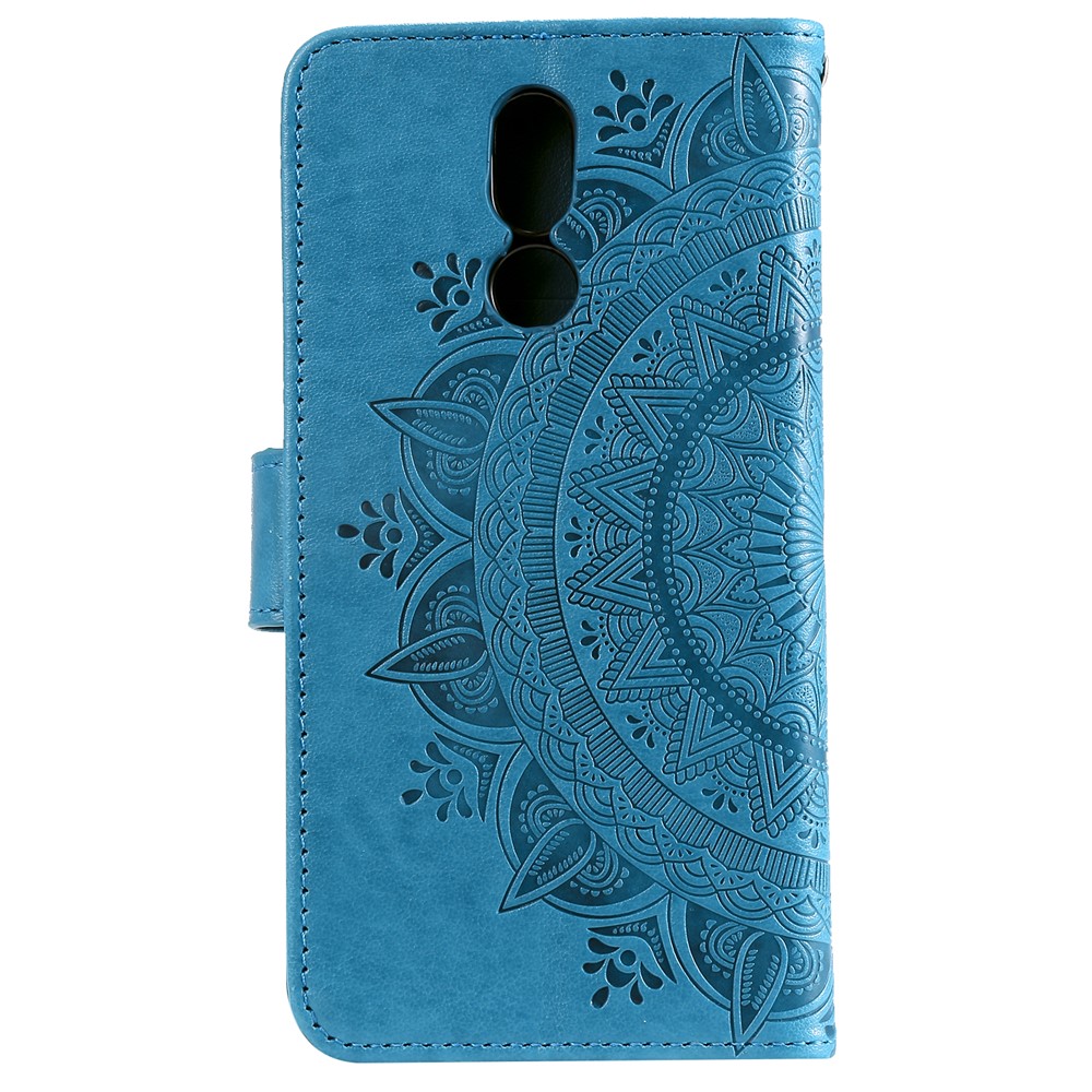 Imprint Flower Leather Wallet Case for LG K40 / K12+ / K12 Plus - Blue-3