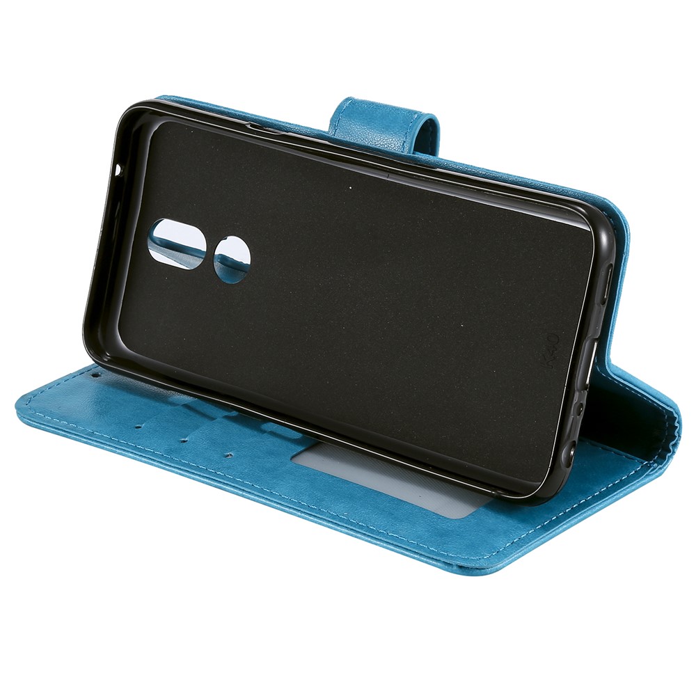 Imprint Flower Leather Wallet Case for LG K40 / K12+ / K12 Plus - Blue-6