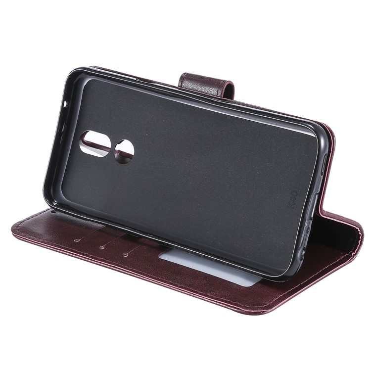 Imprint Flower Leather Wallet Case for LG K40 / K12+ / K12 Plus - Brown-6