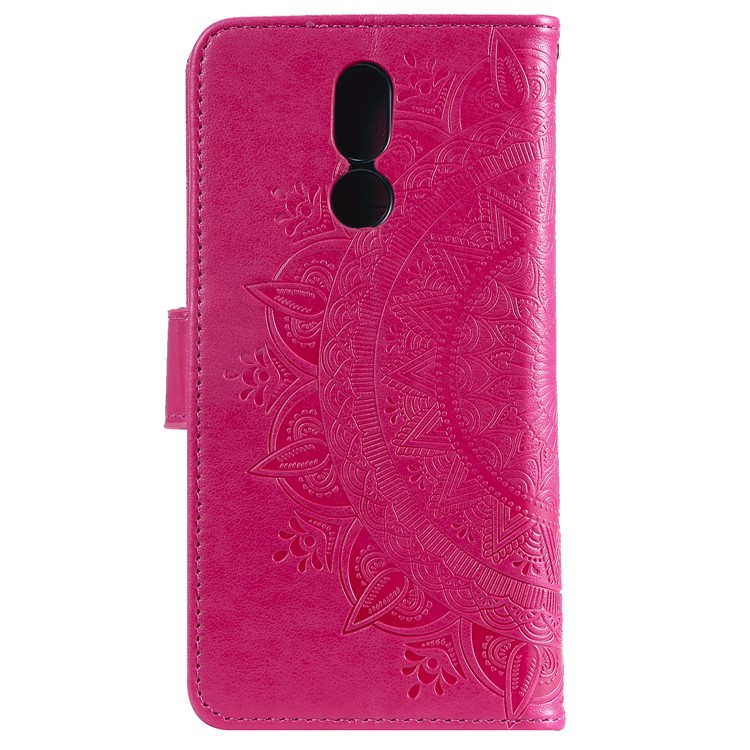 Etui Portefeuille En Cuir Avec Fleurs Pour LG K40 / K12 + / K12 Plus - Rose-3
