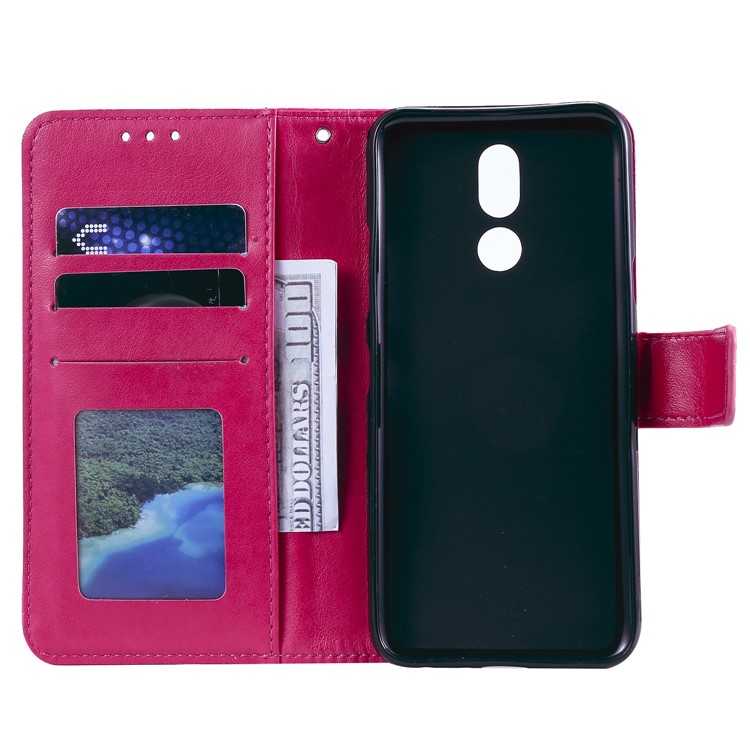 Etui Portefeuille En Cuir Avec Fleurs Pour LG K40 / K12 + / K12 Plus - Rose-4