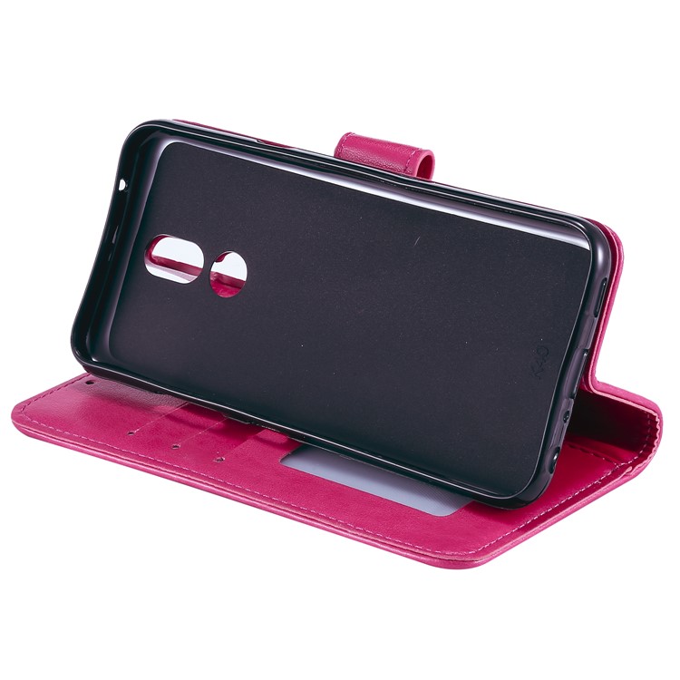Etui Portefeuille En Cuir Avec Fleurs Pour LG K40 / K12 + / K12 Plus - Rose-6