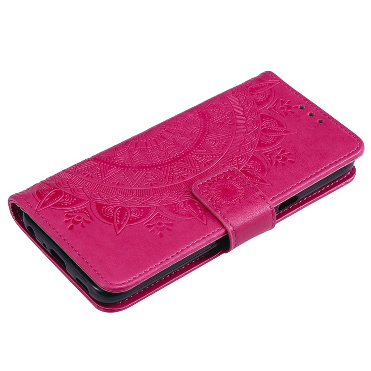 Etui Portefeuille En Cuir Avec Fleurs Pour LG K40 / K12 + / K12 Plus - Rose-7