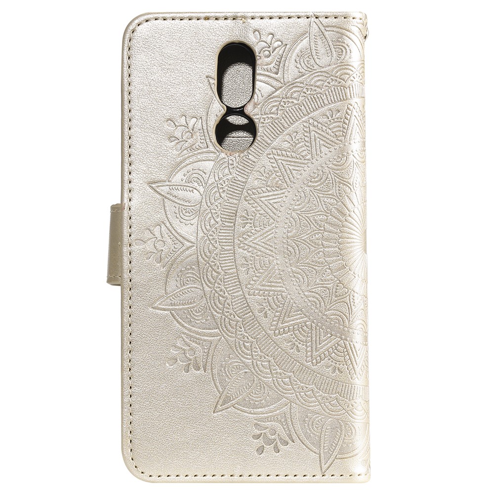 Imprint Flower Leather Wallet Case for LG K40 / K12+ / K12 Plus - Gold-3