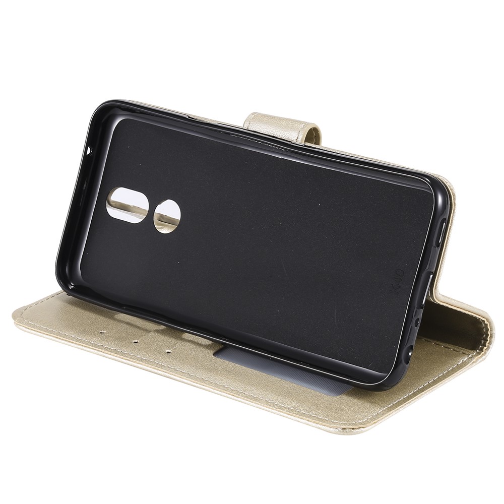 Imprint Flower Leather Wallet Case for LG K40 / K12+ / K12 Plus - Gold-6