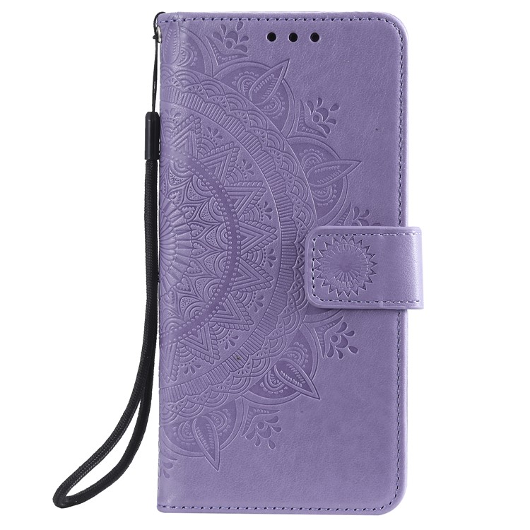 Imprint Flower Leather Wallet Case for LG K40 / K12+ / K12 Plus - Purple-2
