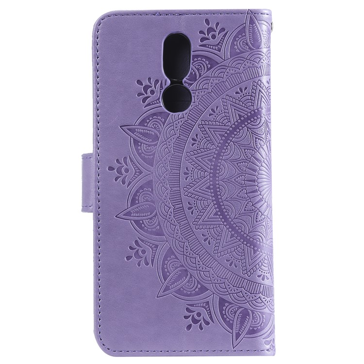 Imprint Flower Leather Wallet Case for LG K40 / K12+ / K12 Plus - Purple-3