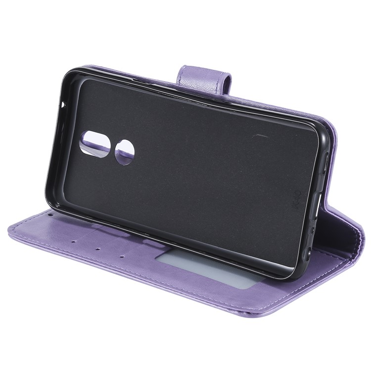 Imprint Flower Leather Wallet Case for LG K40 / K12+ / K12 Plus - Purple-6
