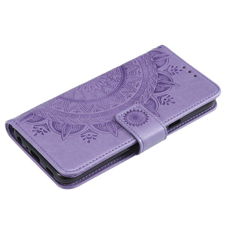 Imprint Flower Leather Wallet Case for LG K40 / K12+ / K12 Plus - Purple-7