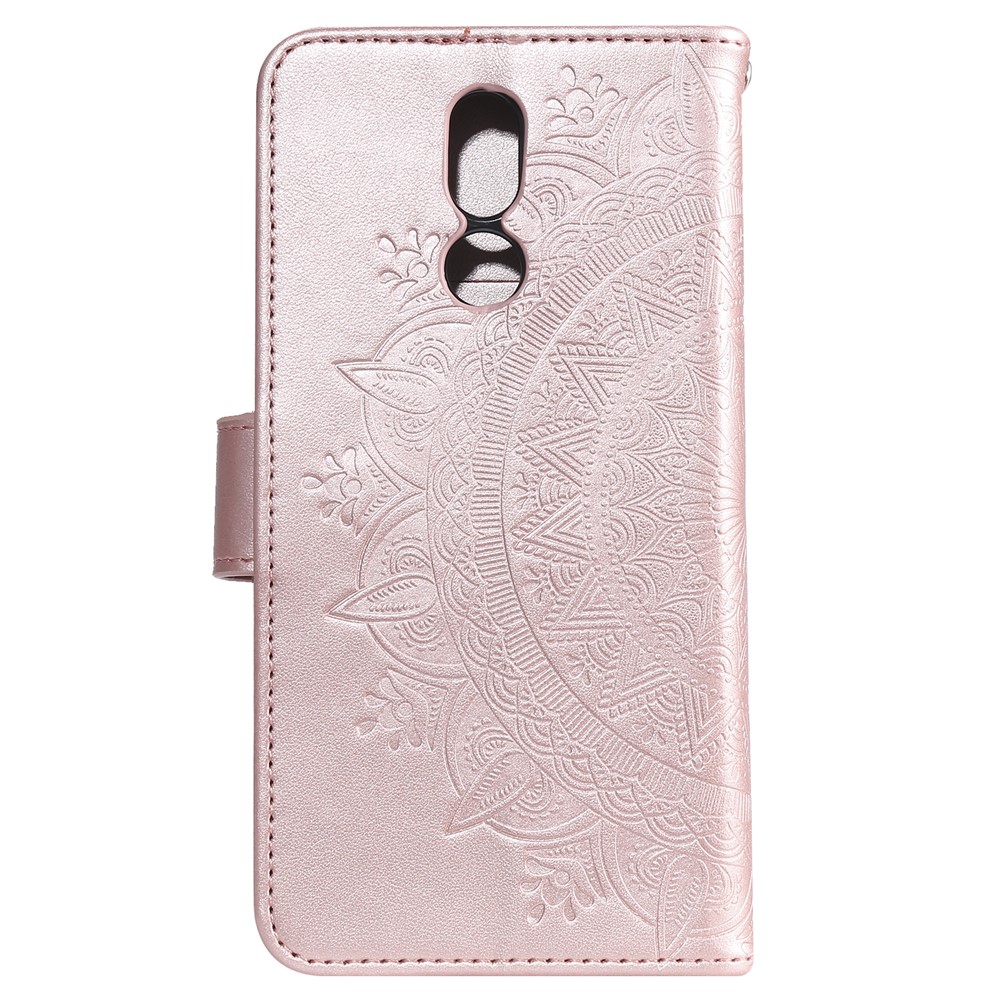 Imprint Flower Leather Wallet Case for LG K40 / K12+ / K12 Plus - Rose Gold-3