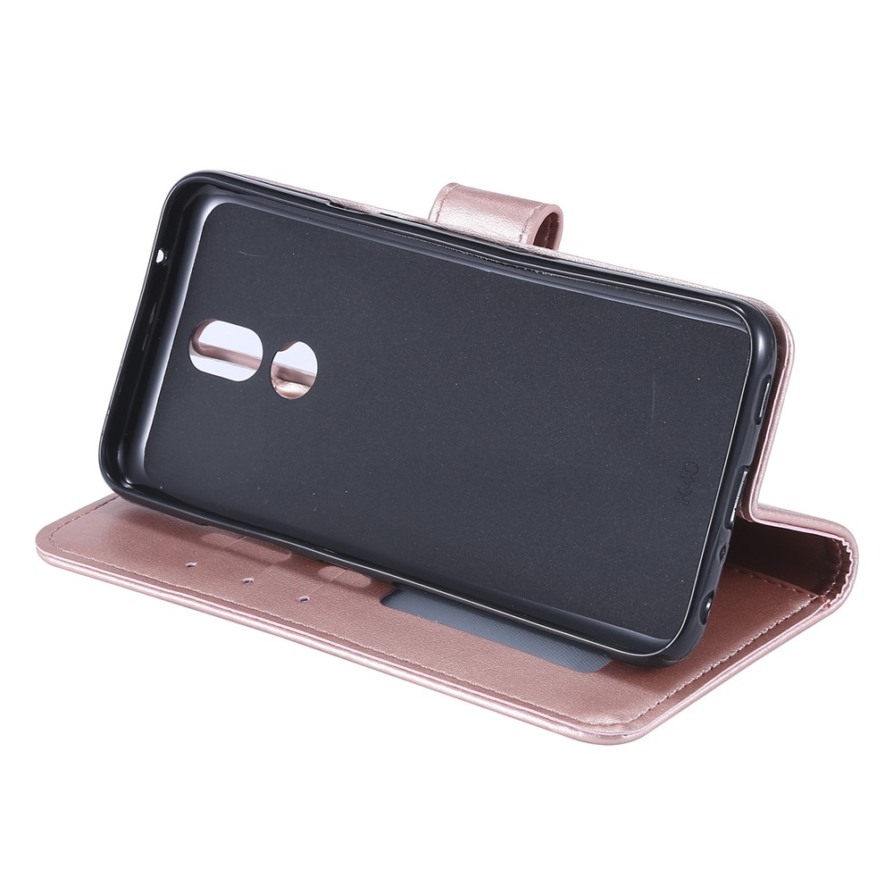 Imprint Flower Leather Wallet Case for LG K40 / K12+ / K12 Plus - Rose Gold-6