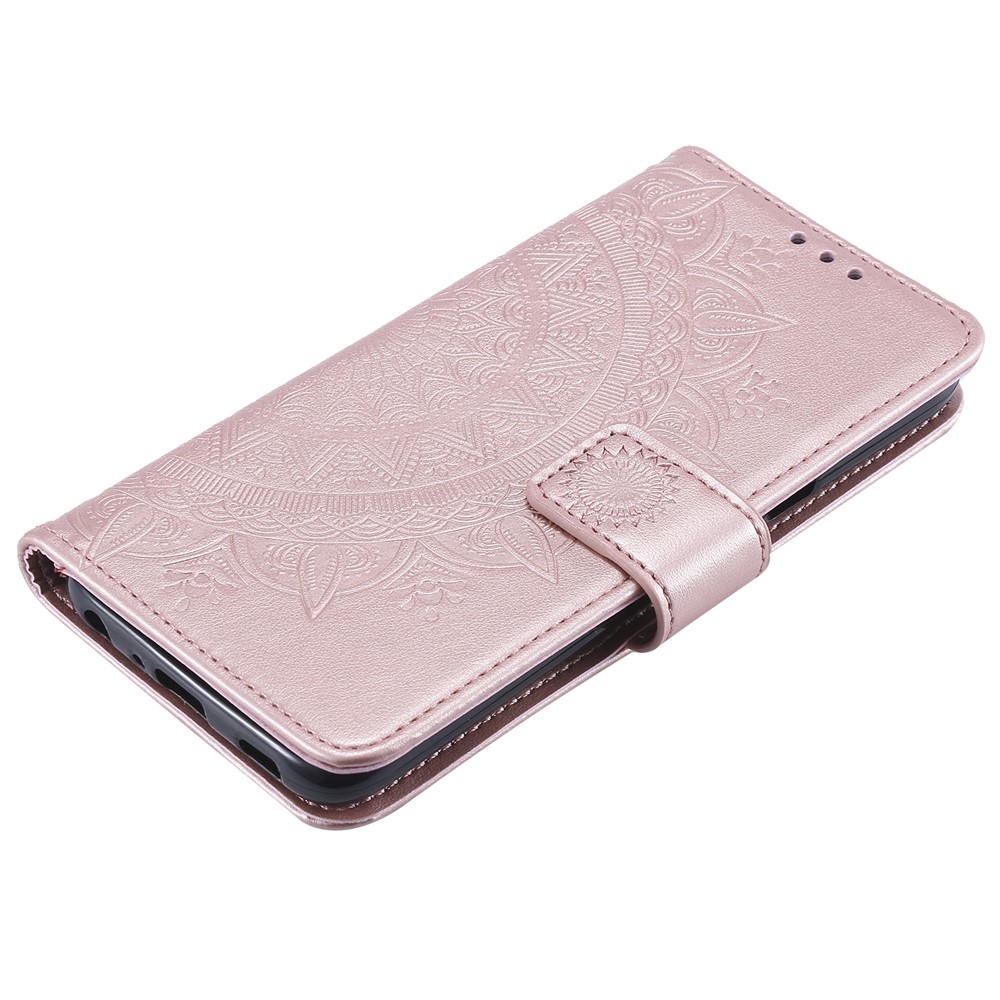 Imprint Flower Leather Wallet Case for LG K40 / K12+ / K12 Plus - Rose Gold-7