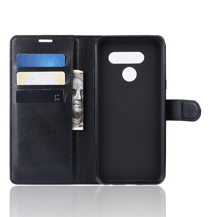 Estojo De Couro Lichia Carteira De Pele Para LG K50 - Preto-3