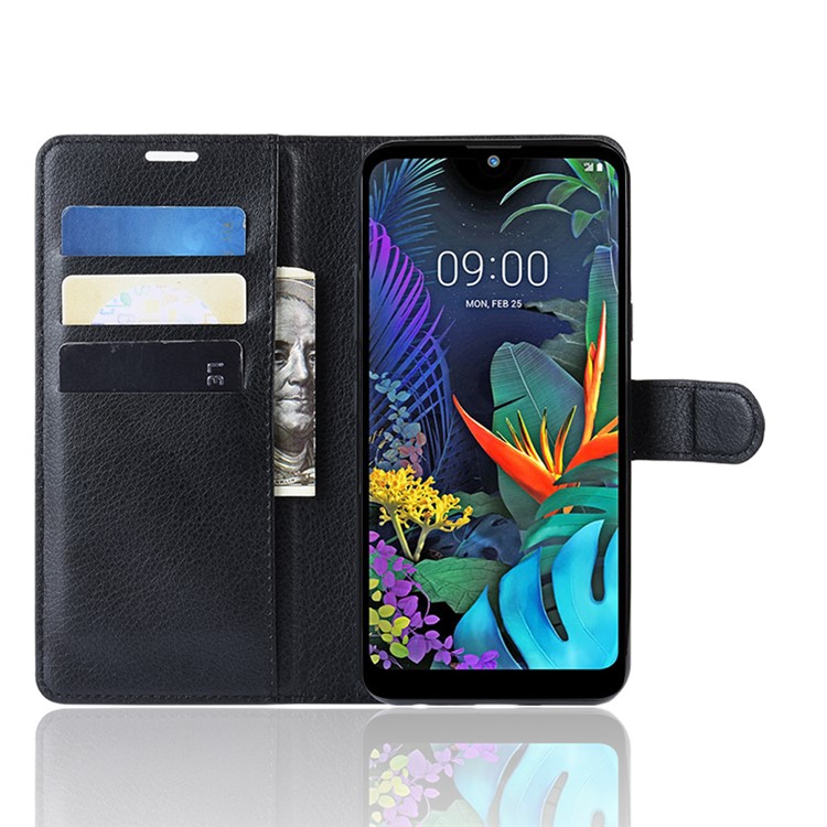 Estojo De Couro Lichia Carteira De Pele Para LG K50 - Preto-4