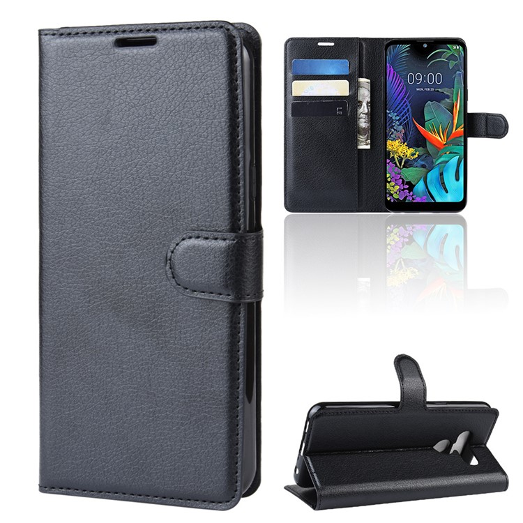 Estojo De Couro Lichia Carteira De Pele Para LG K50 - Preto-7