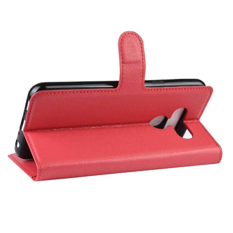 Litchi Skin Wallet Leather Stand Case for LG K50 - Red-5