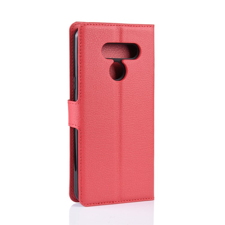 Litchi Skin Wallet Leather Stand Case for LG K50 - Red-6