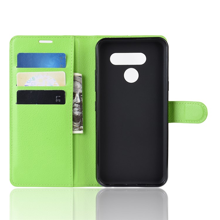 Litchi Skin Wallet Leather Stand Case for LG K50 - Green-3