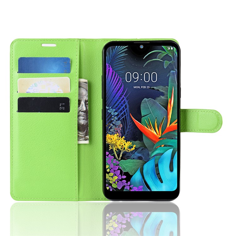 Litchi Skin Wallet Leather Stand Case for LG K50 - Green-4