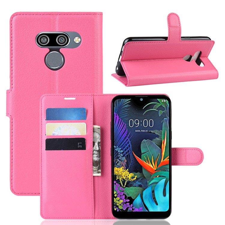Litchi Skin Wallet Leather Stand Case for LG K50 - Rose-1