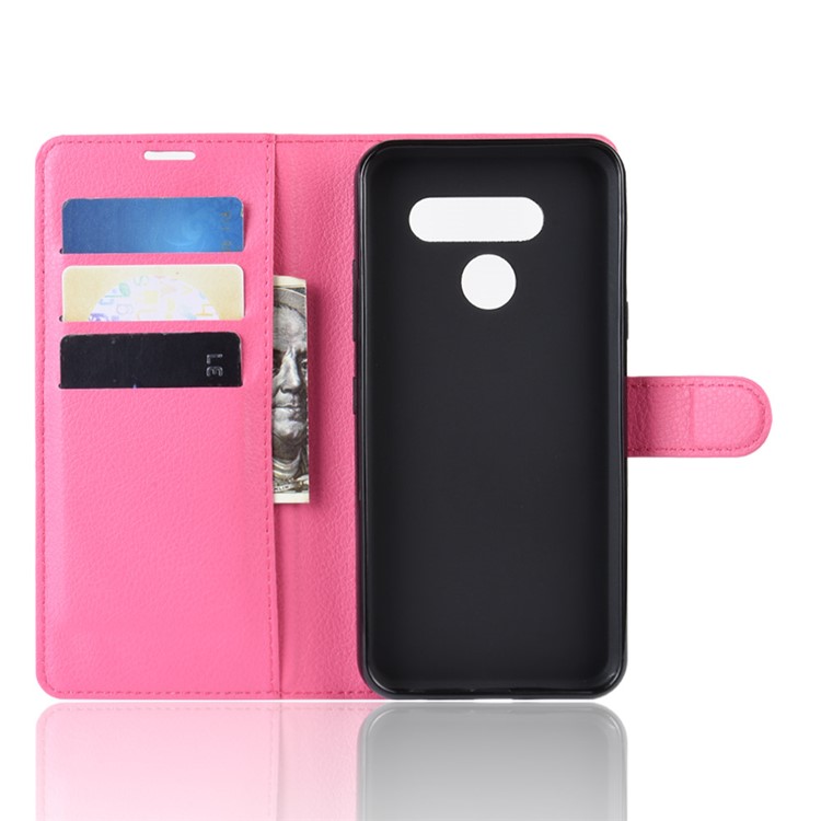 Litchi Skin Wallet Leather Stand Case for LG K50 - Rose-3