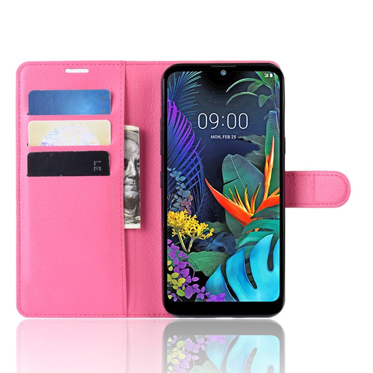 Litchi Skin Wallet Leather Stand Case for LG K50 - Rose-4