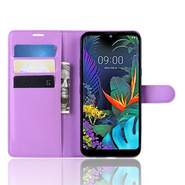 Litchi Skin Wallet Leather Stand Case for LG K50 - Purple-4