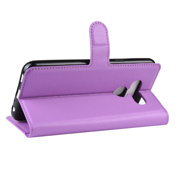 Litchi Skin Wallet Leather Stand Case for LG K50 - Purple-5