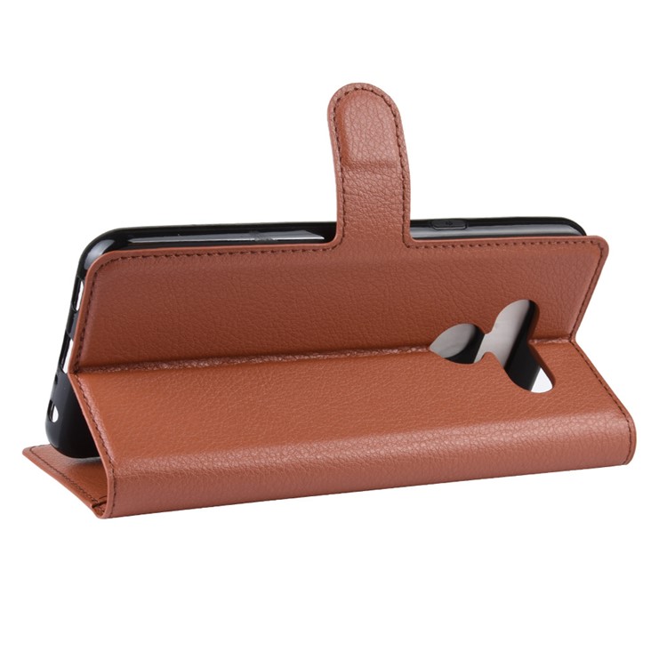 Litchi Skin Wallet Leather Stand Case for LG K50 - Brown-5