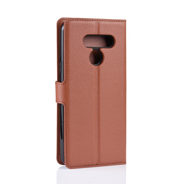 Litchi Skin Wallet Leather Stand Case for LG K50 - Brown-6