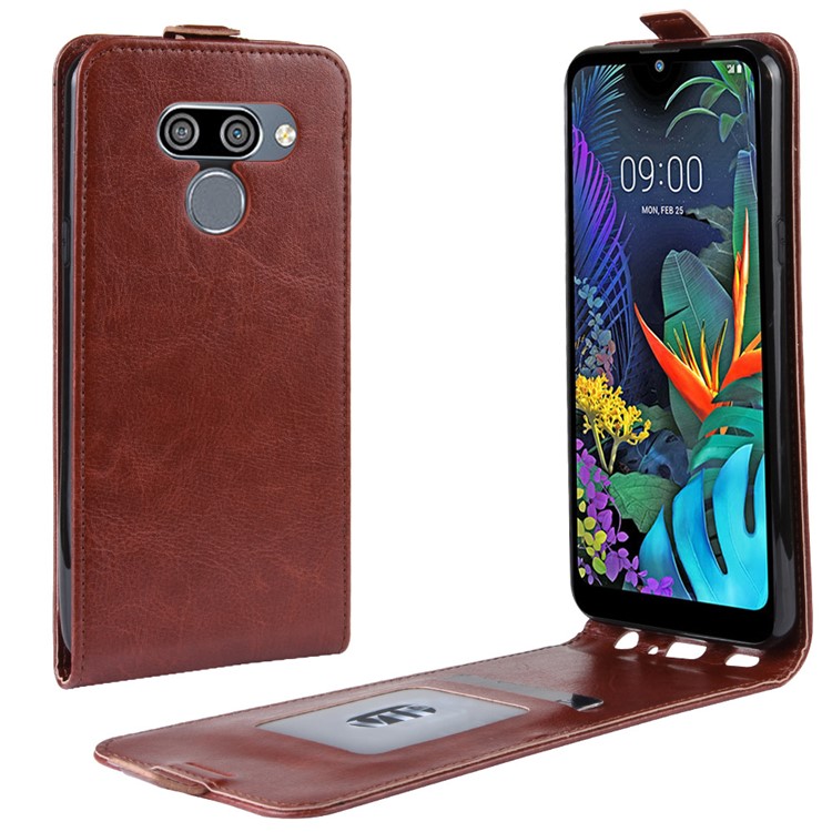 Crazy Horse Vertical Flip Leather Phone Cover for LG K50 - Brown-1