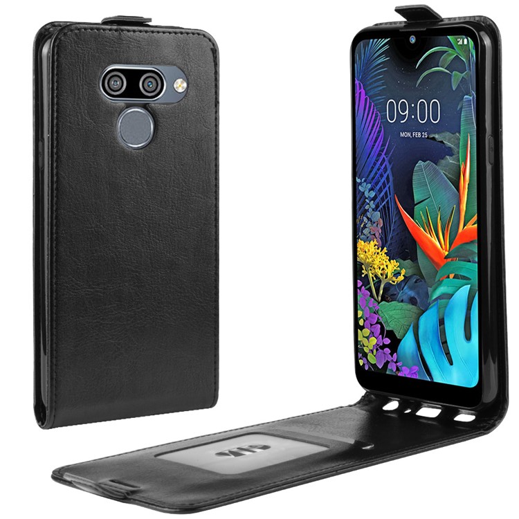 Crazy Horse Vertical Flip Leather Phone Cover for LG K50 - Black-1