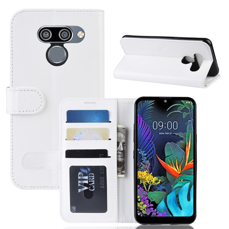 Crazy Horse Wallet Leather Stand Case for LG K50 - White-1