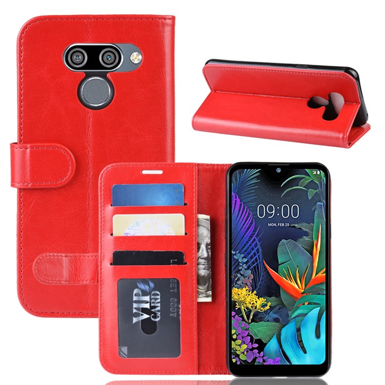 Crazy Horse Wallet Leather Stand Case for LG K50 - Red-1
