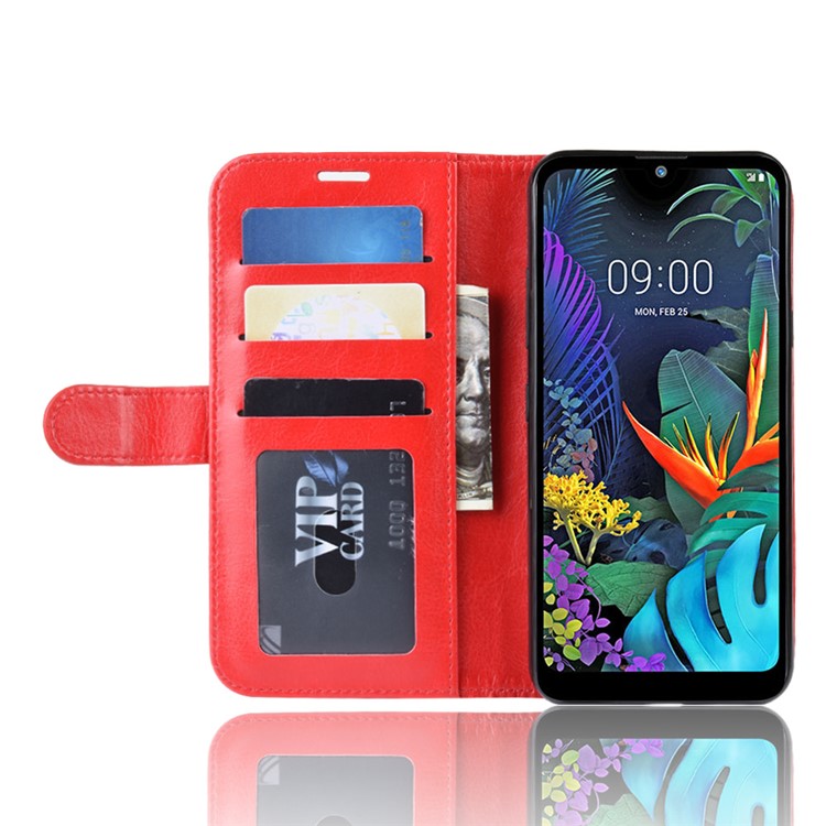 Crazy Horse Wallet Leather Stand Case for LG K50 - Red-5