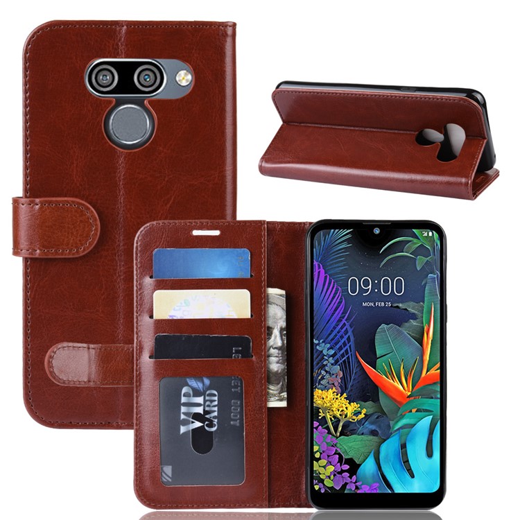 Crazy Horse Wallet Leather Stand Case for LG K50 - Brown-1