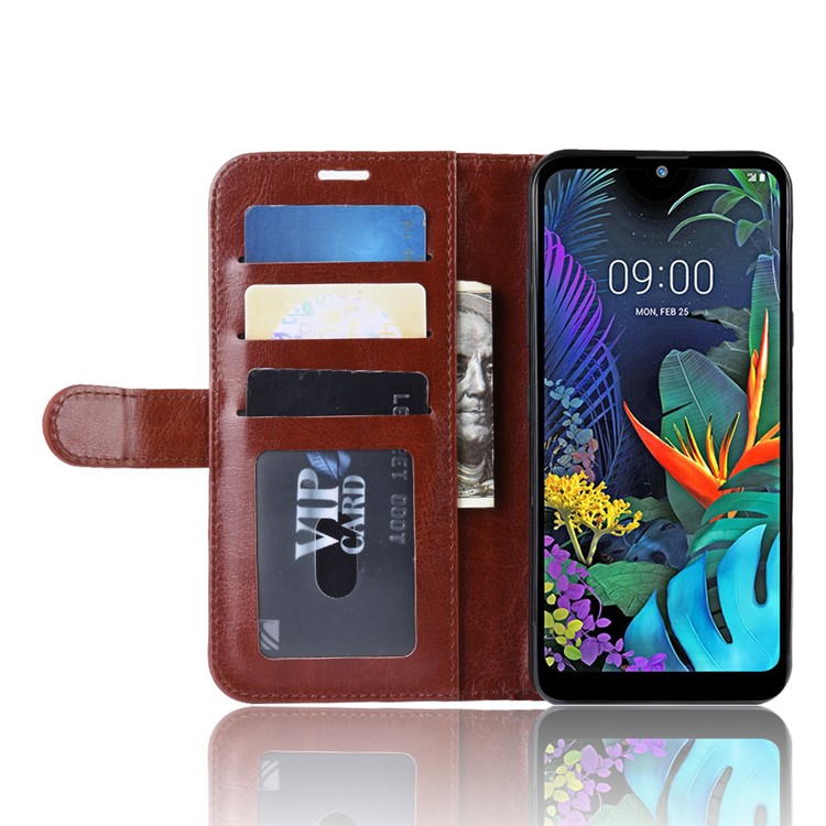 Crazy Horse Wallet Leather Stand Case for LG K50 - Brown-5