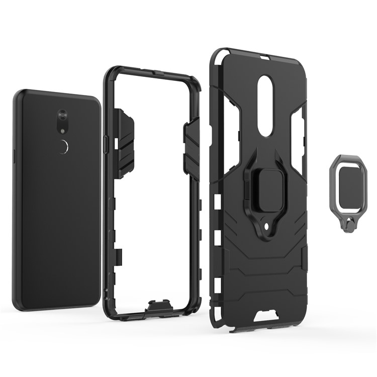 Cool Guard Ring Holder Kickstand PC+TPU Tampo Para LG Stylo 5 - Preto