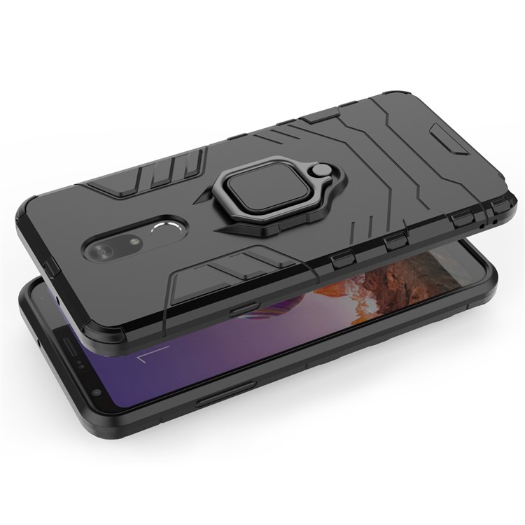 Cool Guard Ring Holder Kickstand PC+TPU Phone Cover for LG Stylo 5 - Black-6