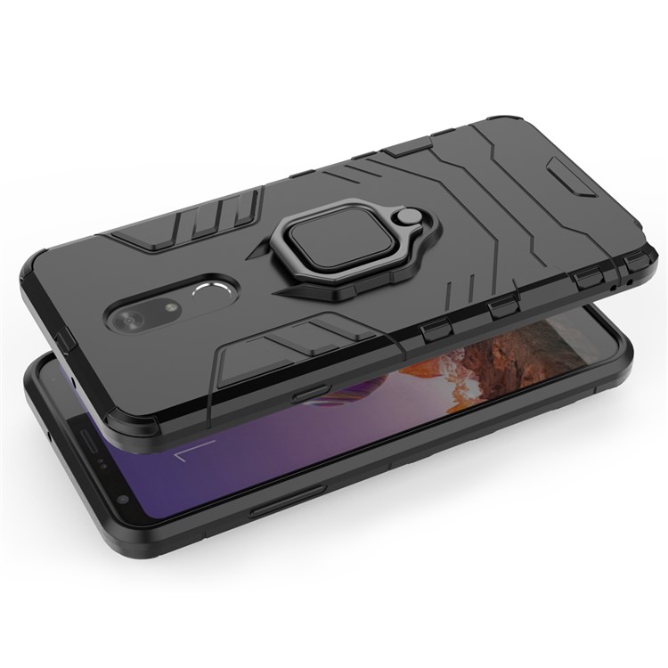 Cool Guard Ringhalter Kickstand PC+TPU -telefonabdeckung Für LG Stylo 5 - Schwarz