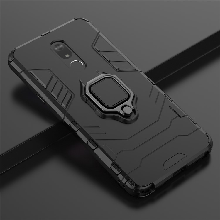 Cool Guard Ring Holder Kickstand pc + Tpu Téléphone Couverture Pour LG Stylo 5 - le Noir